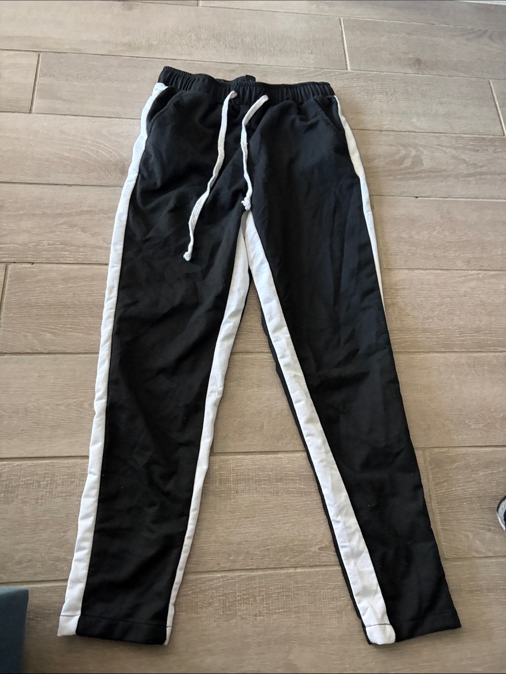 SHEIN Black Joggers with White Side Stripes